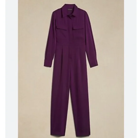 Banana Republic Deep Purple Wide Leg Jumpsuit - Picture 1 of 5